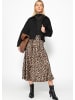 SASSYCLASSY Midi Rock mit Leo-Print in Braun
