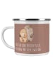 Mr. & Mrs. Panda Camping Emaille Tasse Verlobung Glaube mit Spruch in Braun Pastell