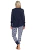 NORMANN Langarm Pyjama Schlafanzug Bündchen Maritimer Look in marine