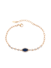 faina Women Crystal Studded Chain Link Bracelet in Rose Gold Navy