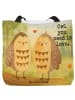 Mr. & Mrs. Panda Shopper Eulen Liebe Design mit Spruch in Weiß