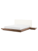 Beliani 6-tlg Doppelbett mit LED ZEN in Braun/Weiß