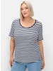 sheego Streifenshirt in marine-weiß