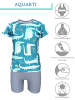 Aquarti Baby Jungen Bade-Set Zweiteiliger Badeanzug T-Shirt Hose in blau/grau