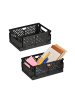 relaxdays 6 x Klappbox in Schwarz - (B)25 x (H)10 x (T)16,5 cm