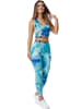 Holala Fashion Trainingsanzug Racerback Crop Top & Leggings Outfit in Blau