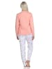 NORMANN Schlafanzug Langarm Pyjama Flamingo und Knopfleiste am Hals - 78554 in apricot