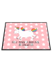 Mr. & Mrs. Panda Schreibtischunterlage Einhorn Happy mit Spruch in Rot Pastell