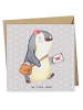 Mr. & Mrs. Panda Einladungskarte Postbotin Herz ohne Spruch in Grau Pastell