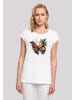 F4NT4STIC Extended Shoulder T-Shirt Schmetterling Bunt in weiß