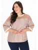 myMo Women Plus Size Blouse in khaki stripe