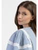 DreiMaster Damen Blusenshirt Mit Spitze in Hellblaue Dünne Streifen