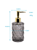 Intirilife Seifenspender aus Glas mit Karo Muster Handseifenspender 310ml in Grau