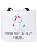 Mr. & Mrs. Panda Strandtasche Einhorn Mitteilung mit Spruch in Weiß