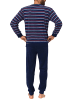 NORMANN Frottee Pyjama langarm Schlafanzug Bündchen Streifen - 49587 in marine