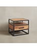 KADIMA DESIGN Massiver Sheesham-Holz Nachttisch: Stilvolle Industrie-Optik, Stauraum
