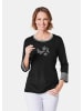GOLDNER Kurzgröße:  Pullover mit femininem Motiv in schwarz / weiß