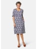 GOLDNER Kurzgröße:  Elastisches Jerseykleid mit Druck in marine / geblümt
