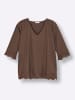 sheego 3/4-Arm-Shirt in schoko-champagner