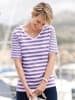 Sieh an! Kurzarm-Shirt in lavendel-weiß-geringelt