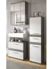 Inn.Furn Badmöbel-Set weiß Hochglanz. grau 3-teilig 110 cm, Kombination mit viel Stauraum