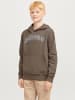 JACK & JONES Junior Sweatshirt JJECALEB VARSITY SWEAT HOODIE JNR in canteen