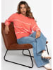 SASSYCLASSY Feinstrickpullover mit Kontraststreifen in Koralle
