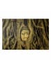 WALLART Leinwandbild Gold - Ayuttaya Buddha zwischen Wurzeln in Schwarz-Weiß