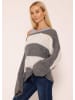 SASSYCLASSY Oversize Strick-Pullover in Weiß, Grau