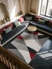 KADIMA DESIGN Kurzflorteppich Abstrakt pflegeleicht Wohnzimmer Schlafzimmer Modern in Rot-Grau