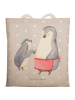 Mr. & Mrs. Panda Einkaufstasche Pinguin mit Kind ohne Spruch in Grau Pastell