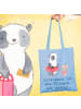 Mr. & Mrs. Panda Shopping Tasche Schwimmen wie Fliegen mit Spruch in Sky Blue