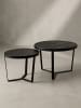KADIMA DESIGN Couchtisch 2er Set Akazie Massivholz / Steinoptik Wohnzimmertisch