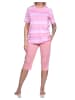 NORMANN Capri Schlafanzug kurzarm Pyjama frohen Streifen Look - 78825 in rosa