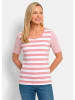 GOLDNER Streifenshirt aus softer Baumwollmischung in rosé / weiß / geringelt
