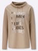 Sieh an! Sweatshirt in beige-schwarz-bedruckt