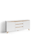 byLiving Sideboard VALENTIN in Weiß/Eiche-Optik - (B) 180 x (H) 76 x (T) 38 cm