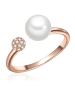 Valero Pearls Ring Sterling Silber Zirkonia Süßwasser-Zuchtperle in roségold