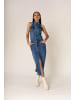 Nina Carter Eleganter Neckholder Jeans Kleid Midi Rock Denim Dress in Blau