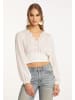 IZIA Cropped Bluse Langarm in Wollweiss