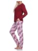 NORMANN Pyjama Schlafanzug langarm Hose floralem print in rot