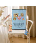Mr. & Mrs. Panda Bild Igel Familie mit Spruch in Blau Pastell