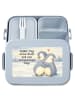 Mr. & Mrs. Panda Lunchbox Pinguine Kuscheln Design mit Spruch in Blau Pastell