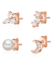 Lulu & Jane Set (Ohrringe 2er) Halbmondaus Messing Zirkonia Muschelkernperle in roségold