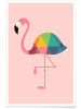 Juniqe Poster "Rainbow Flamingo" in Rosa