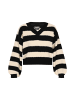DreiMaster Damen Pullover in Schwarz Creme Streifen