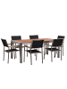Beliani 7-tlg Gartentisch Set GROSSETO in Schwarz/Braun/Silber