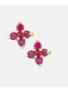 Vanlere Ohrstecker aus 375 Gelbgold mit Rubin Blumen-Design