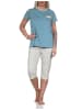 NORMANN Schlafanzug kurzarm Pyjama Caprihose Tupfen Punkte Optik - 86421 in blau