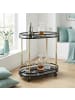relaxdays Servierwagen in Schwarz/ Gold - (B)72 x (H)77,5 x (T)42 cm
